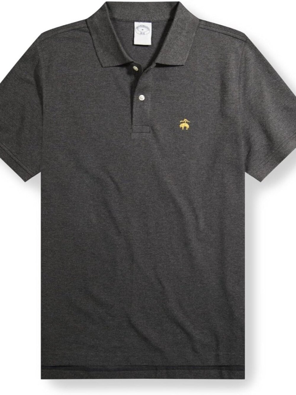 Men's Charcoal Cotton Pique Stretch Logo Polo Shirt Short Sleeve Casual Fit Use